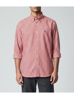 Ralph Lauren Boys Red White Gingham Button Down Shirt Large 14/16 Like New